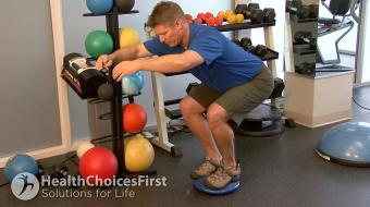 Jackson Sayers, B.Sc. (Kinesiology), discusses standing squat-assisted gluteal strength exercises.