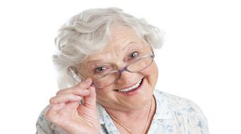 older woman glasses on