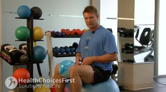 Jackson Sayers, B.Sc. (Kinesiology), discusses psoas strength exercises on the exercise ball.